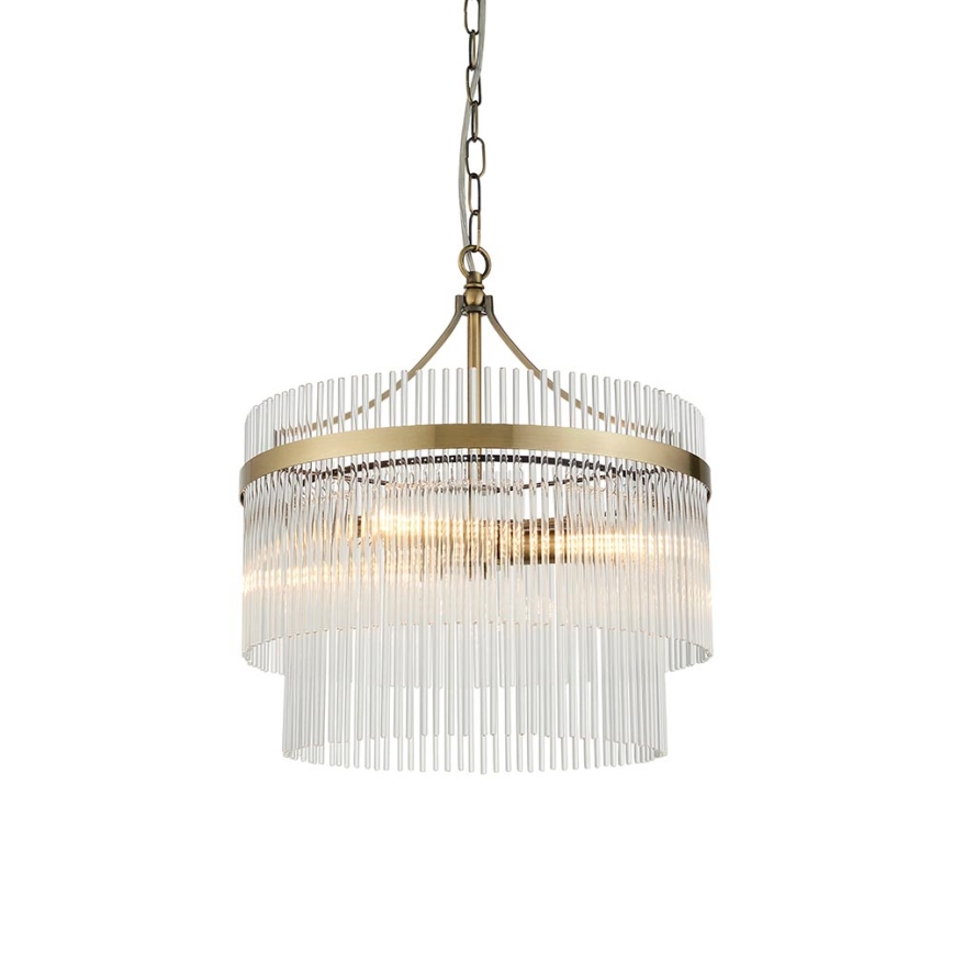 Endon 99167 - Żyrandol na łańcuchu MARIETTA 3xE14/7W/230V mosiądz/przezroczysty