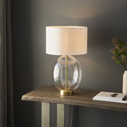 Endon 99292 - Lampa biurkowa KELDA z regulacją jasności 1xE27/10W/230V kremowa/złota