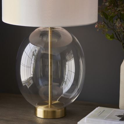 Endon 99292 - Lampa biurkowa KELDA z regulacją jasności 1xE27/10W/230V kremowa/złota