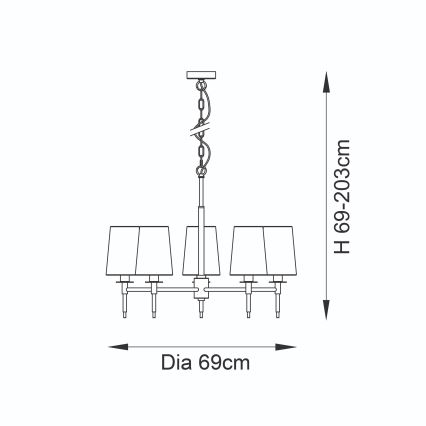 Endon 99458 - Żyrandol na łańcuchu 5xE14/6W/230V złoty/biały
