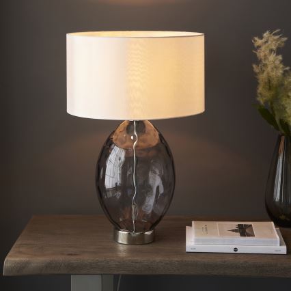 Endon 99581 - Ściemnialna lampa stołowa ERIN 1xE27/10W/230V kremowa/matowy chrom/przydymiona czerń