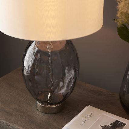 Endon 99581 - Ściemnialna lampa stołowa ERIN 1xE27/10W/230V kremowa/matowy chrom/przydymiona czerń