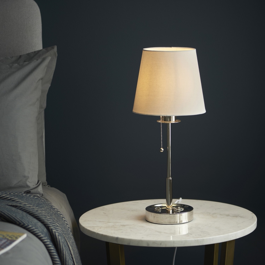 Endon 99596 - Lampa stołowa 1xE27/10W/230V biała/błyszczący chrom