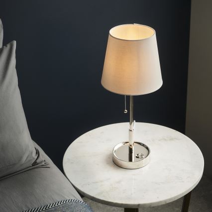 Endon 99596 - Lampa stołowa 1xE27/10W/230V biała/błyszczący chrom