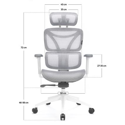 Ergonomiczny fotel biurowy LEVANO szary/biały/czarny