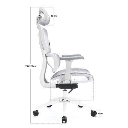 Ergonomiczny fotel biurowy LEVANO szary/biały/czarny