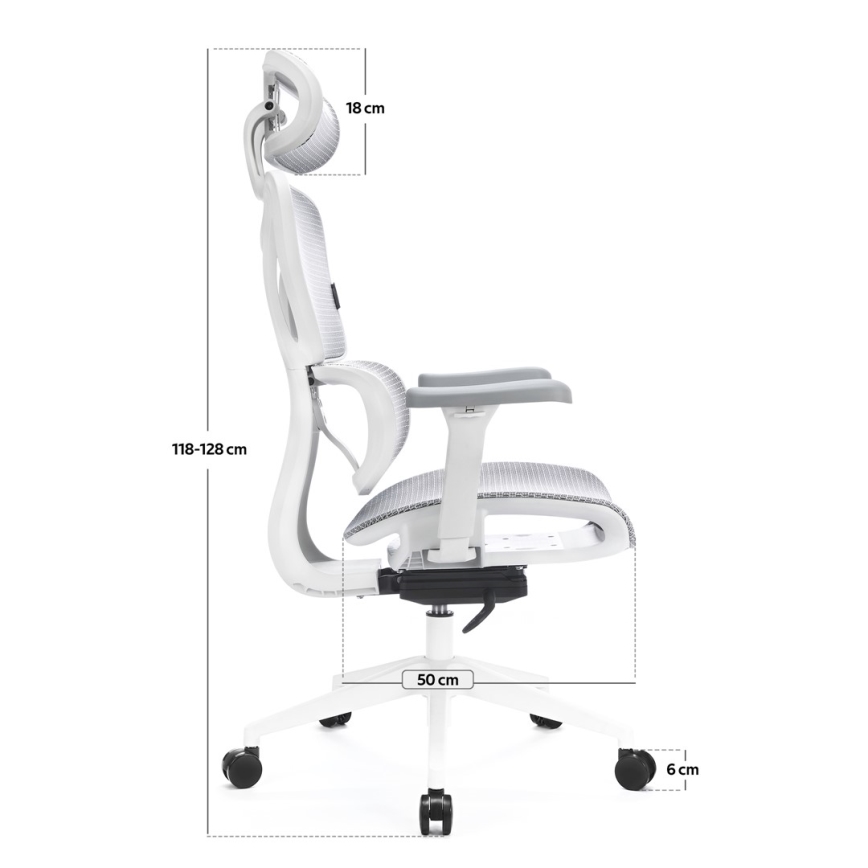 Ergonomiczny fotel biurowy LEVANO szary/biały/czarny