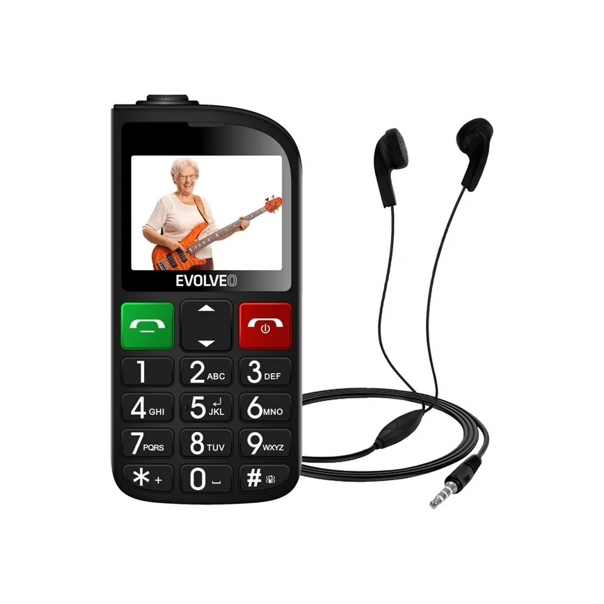Evolveo - EasyPhone FL, telefon komórkowy dla seniorów, czarny