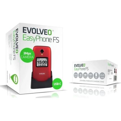 Evolveo - EasyPhone FS składany telefon komórkowy dla seniorów 2.8 czerwony