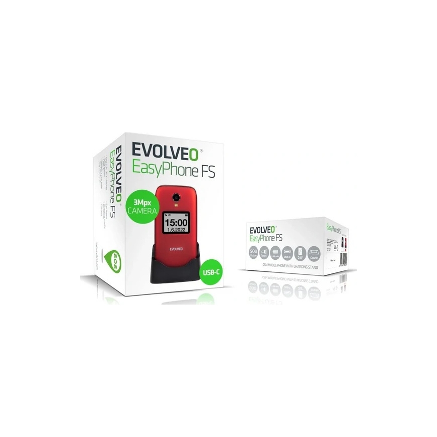 Evolveo - EasyPhone FS, telefon komórkowy z klapką 2,8, czerwony