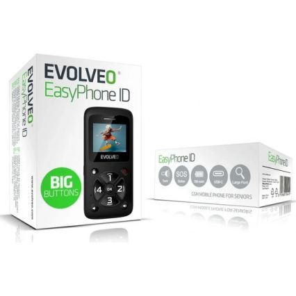Evolveo - EasyPhone ID, telefon komórkowy dla seniorów, czarny
