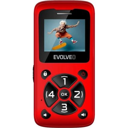 Evolveo - EasyPhone ID, telefon komórkowy dla seniorów, czerwony