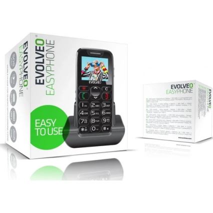 Evolveo - EasyPhone, telefon komórkowy dla seniorów, czarny