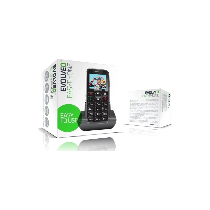 Evolveo - EasyPhone, telefon komórkowy dla seniorów, czarny
