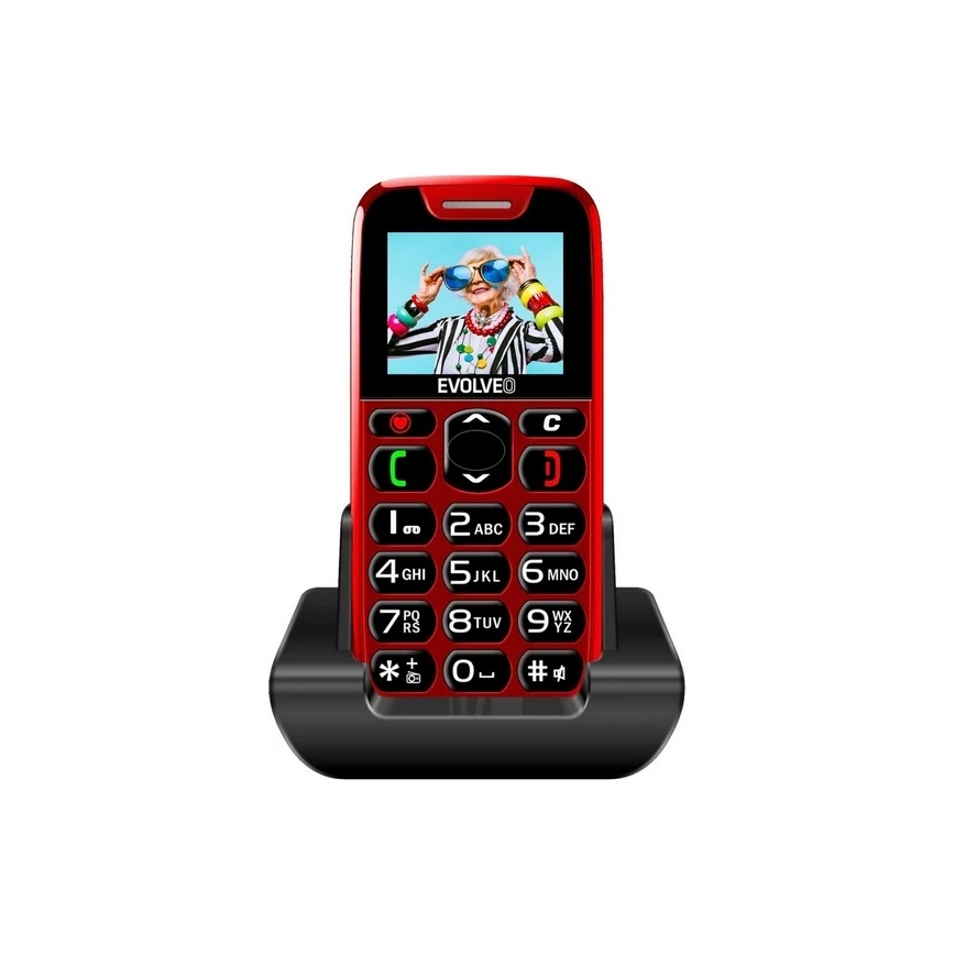 Evolveo - EasyPhone telefon komórkowy dla seniorów, czerwony