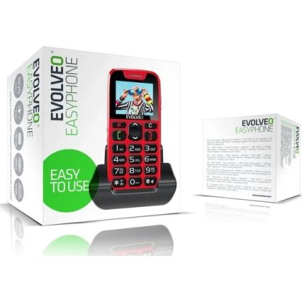 Evolveo - EasyPhone telefon komórkowy dla seniorów, czerwony