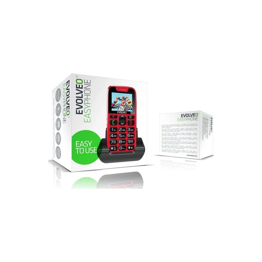 Evolveo - EasyPhone telefon komórkowy dla seniorów, czerwony