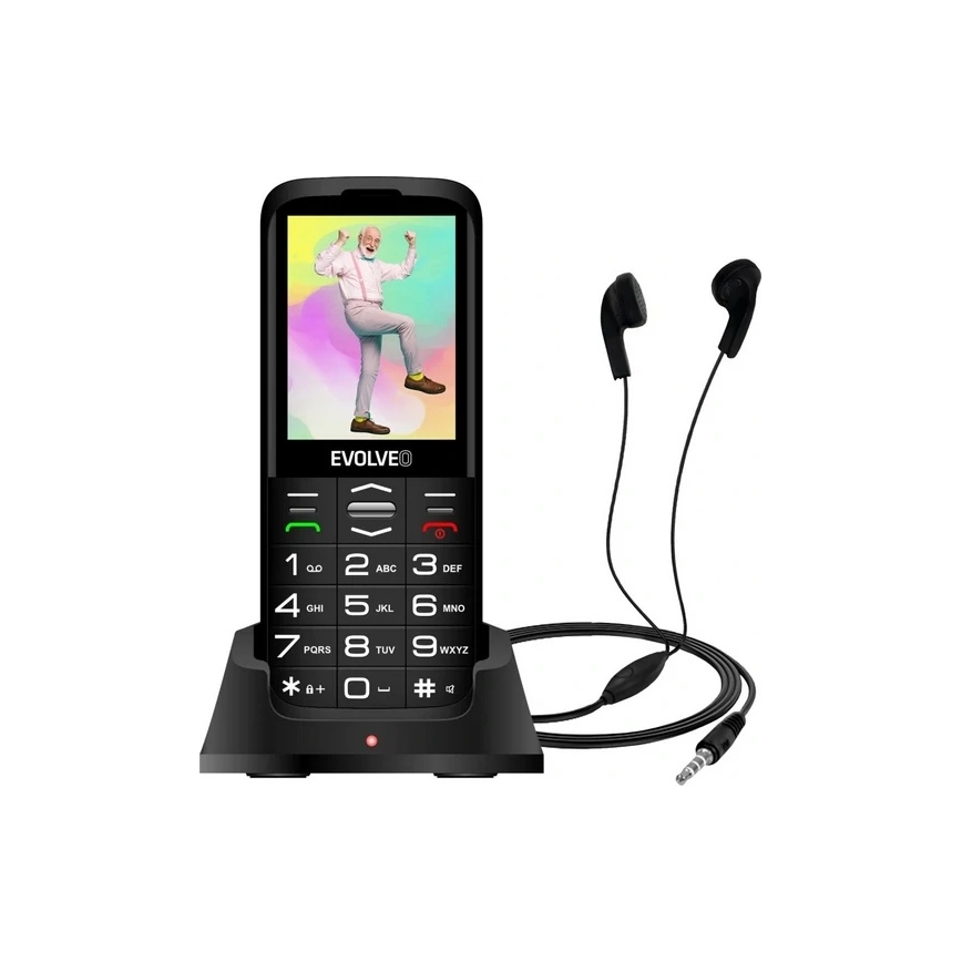 Evolveo - EasyPhone XO, telefon komórkowy dla seniorów, czarny