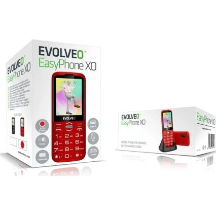 Evolveo - EasyPhone XO, telefon komórkowy dla seniorów, czerwony
