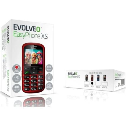 Evolveo - EasyPhone XS, czerwony telefon komórkowy dla seniorów
