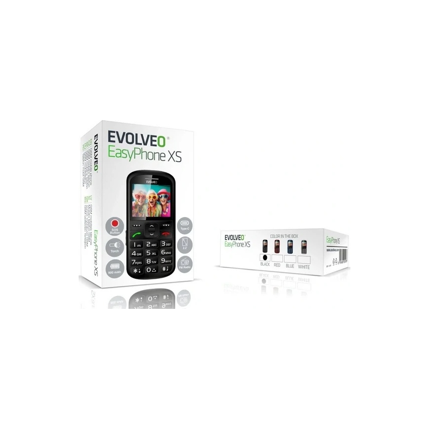Evolveo - EasyPhone XS, telefon komórkowy dla seniorów, czarny