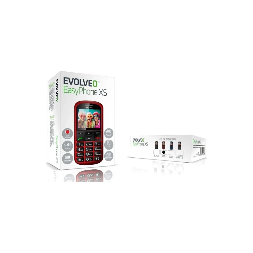 Evolveo - EasyPhone XS, telefon komórkowy dla seniorów, czerwony
