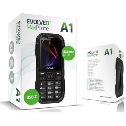 Evolveo - MaxPhone A1 telefon Dual SIM z przyciskami, czarny