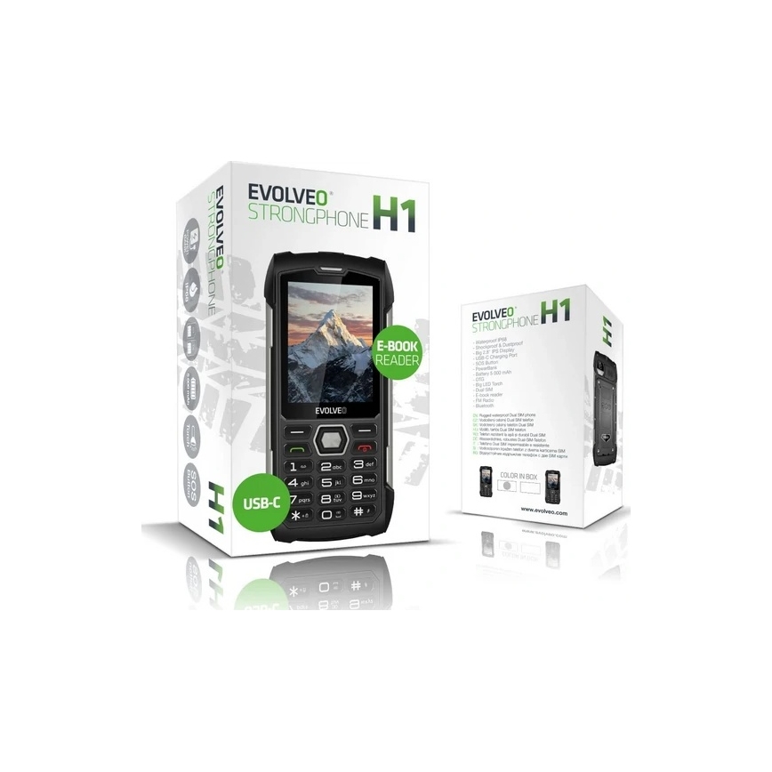 Evolveo - StrongPhone H1, wodoodporny telefon Dual SIM, czarny/szary