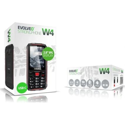Evolveo - StrongPhone W4, wodoodporny telefon Dual SIM, czarno-czerwony
