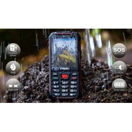 Evolveo - StrongPhone W4, wodoodporny telefon Dual SIM, czarno-czerwony