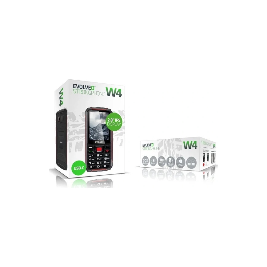 Evolveo - StrongPhone W4, wodoszczelny telefon Dual SIM, czarny/czerwony