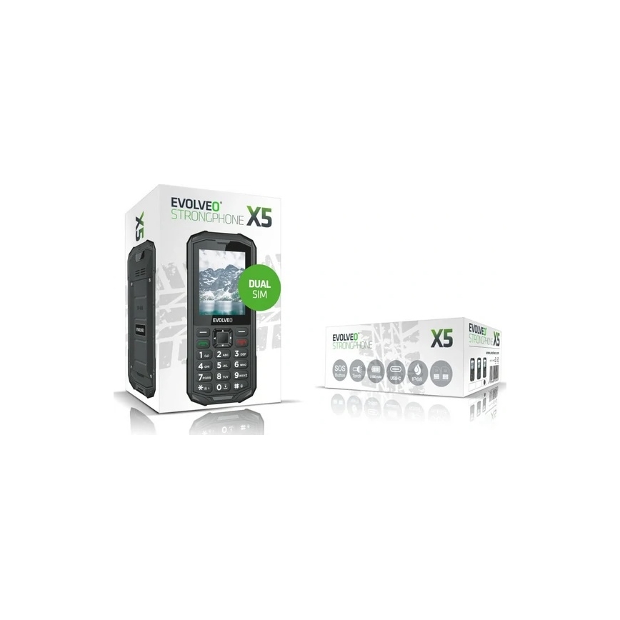 Evolveo - StrongPhone X5 wodoodporny telefon Dual SIM czarny/szary