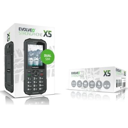 Evolveo - StrongPhone X5, wodoszczelny telefon Dual SIM czarny/szary