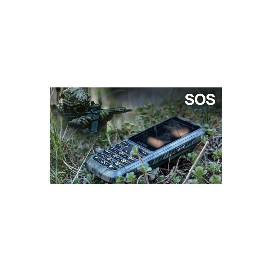 Evolveo - StrongPhone Z6, wodoodporny Dual SIM telefon, kamuflaż myśliwski