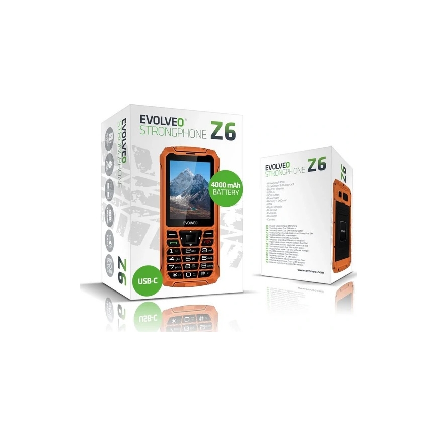 Evolveo - StrongPhone Z6, wodoodporny telefon Dual SIM, pomarańczowy