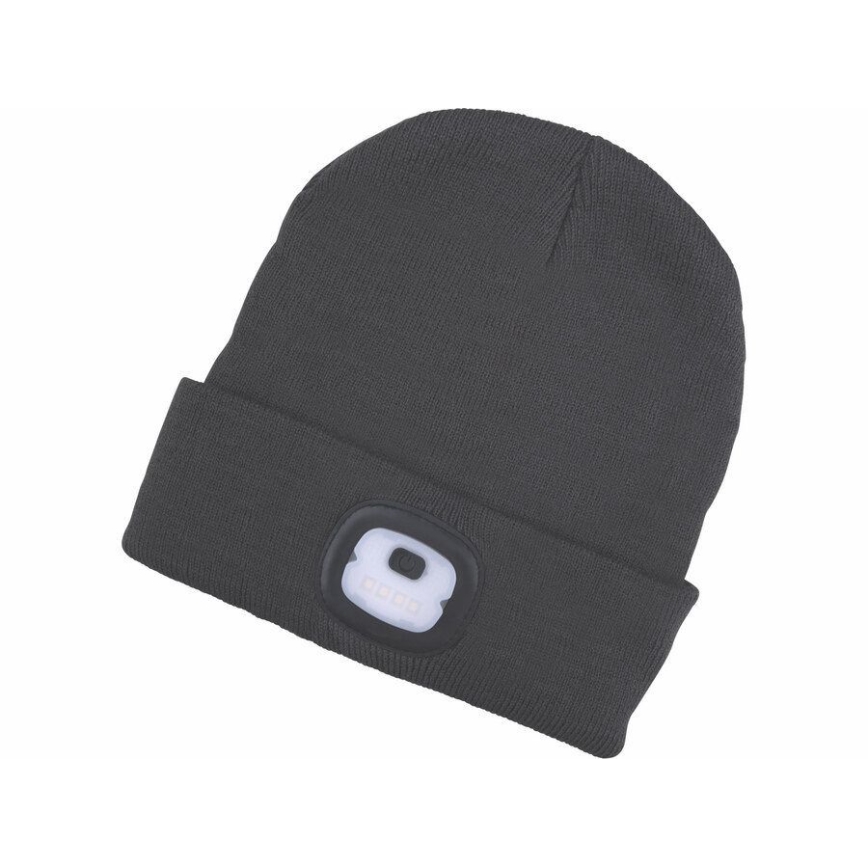 Extol - Czapka z czołówką i ładowaniem USB 250 mAh, ciemnoszara, rozmiar UNI