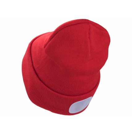 Extol - Czapka z czołówką, ładowana przez USB (300 mAh), czerwona, rozmiar UNI