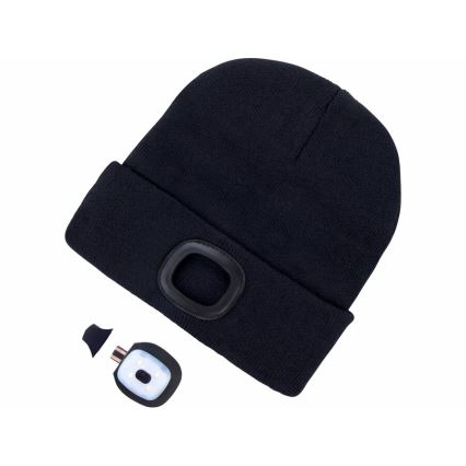 Extol - Czapka z wbudowaną czołówką i ładowaniem USB 300 mAh, czarna, roz. UNI
