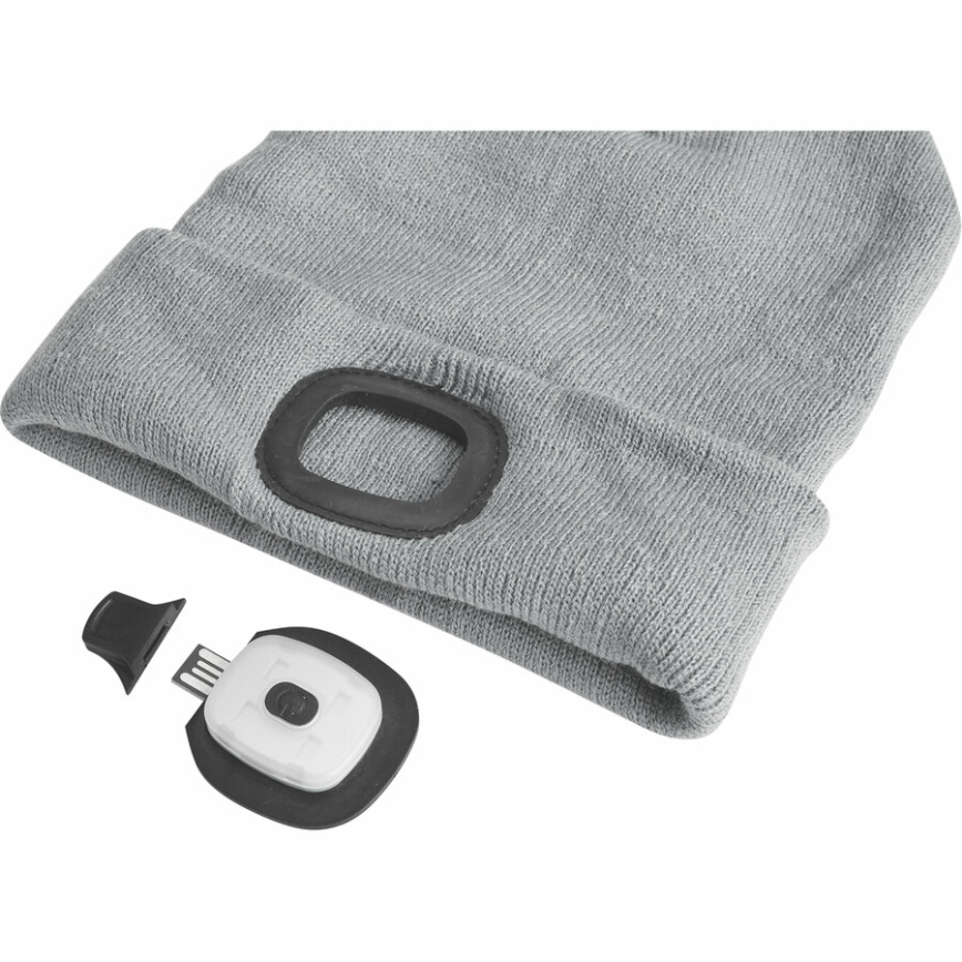 Extol - Czapka z wbudowaną czołówką, ładowalna przez USB (akumulator 300 mAh), szara, rozmiar UNI