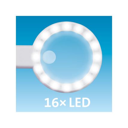 Extol - ładowalna lupa z oświetleniem LED i regulacją jasności/650 mAh biała/szara
