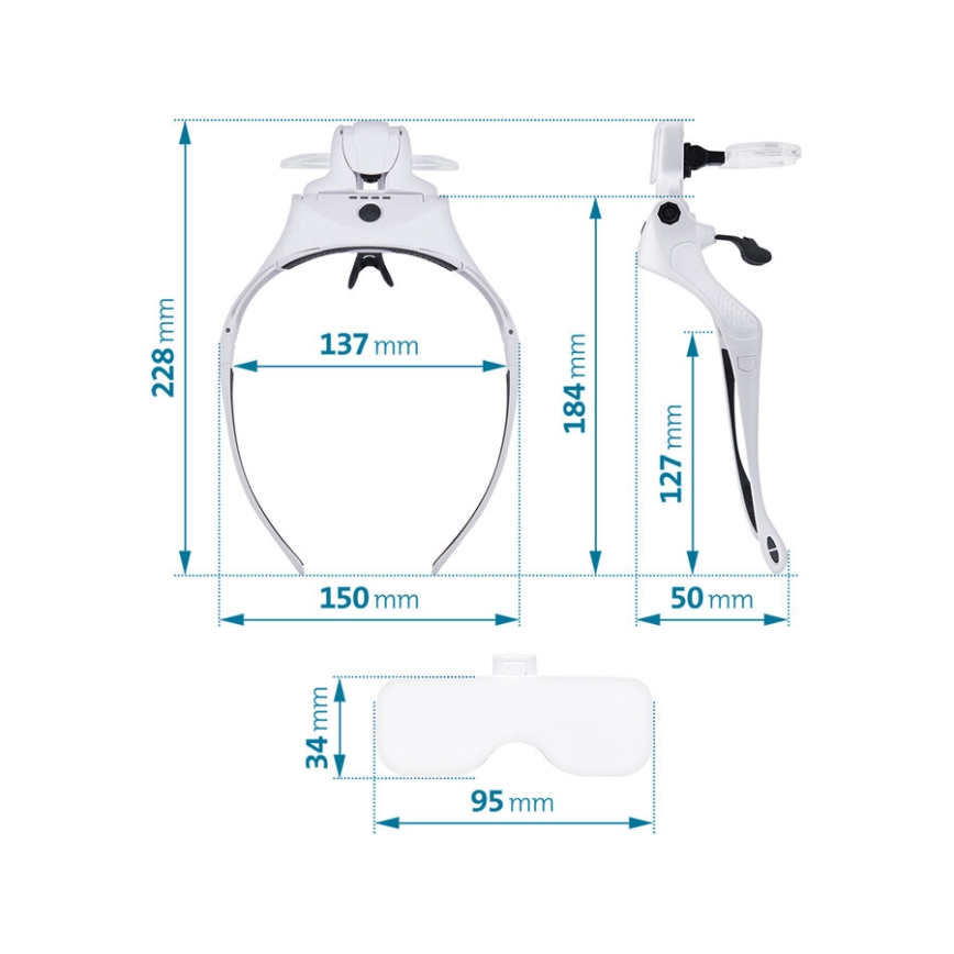 Extol - Ładowalne okulary z lupą i oświetleniem LED/300 mAh