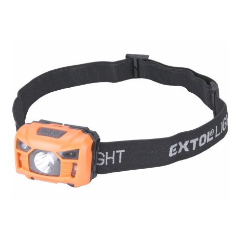 Extol - LED Czołówka z czujnikiem LED/3W/1200 mAh/3,7V pomarańczowa/czarna