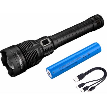Extol - LED Ściemnialna ładowalna latarka z powerbankiem LED/60W/10000 mAh 8000 lm IPX4 czarny