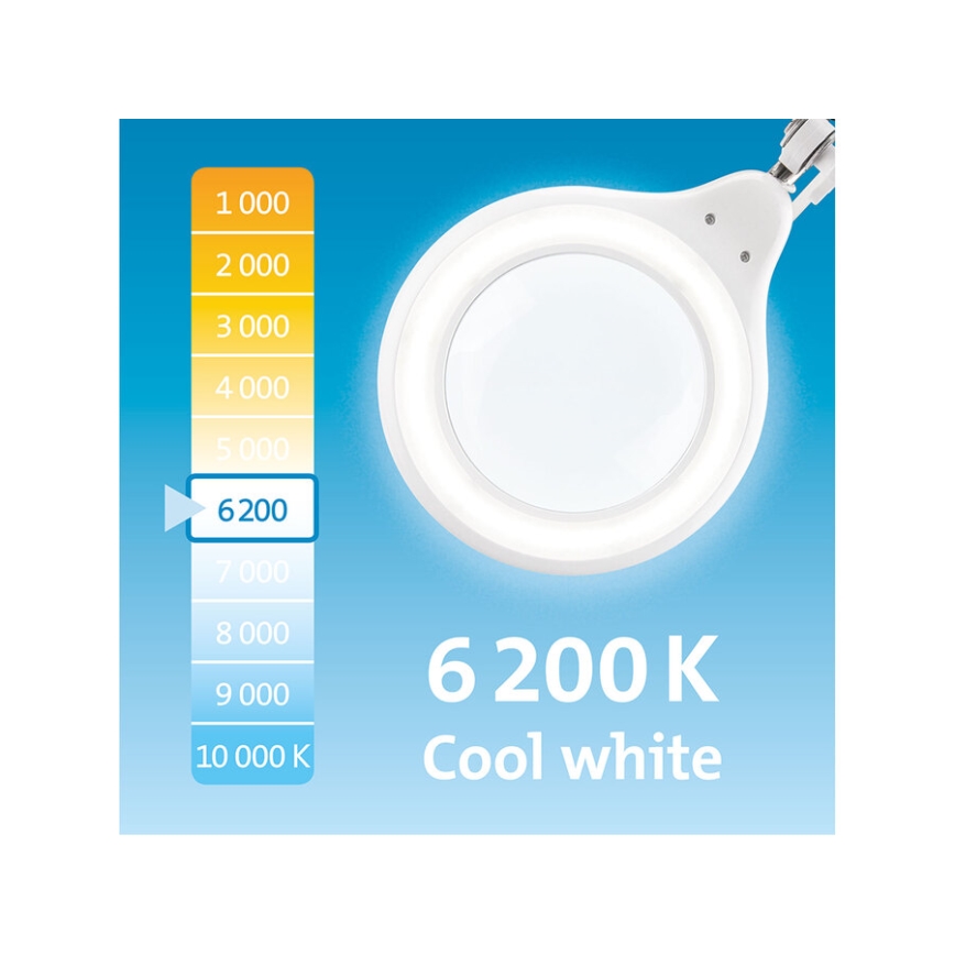 Extol - LED ściemnialna lampa biurkowa z lupą LED/10W/230V biała