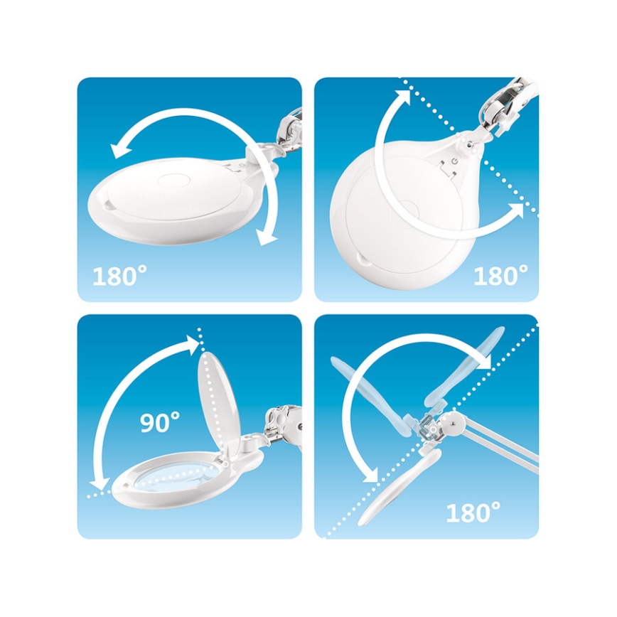 Extol - LED ściemnialna lampa biurkowa z lupą LED/10W/230V biała