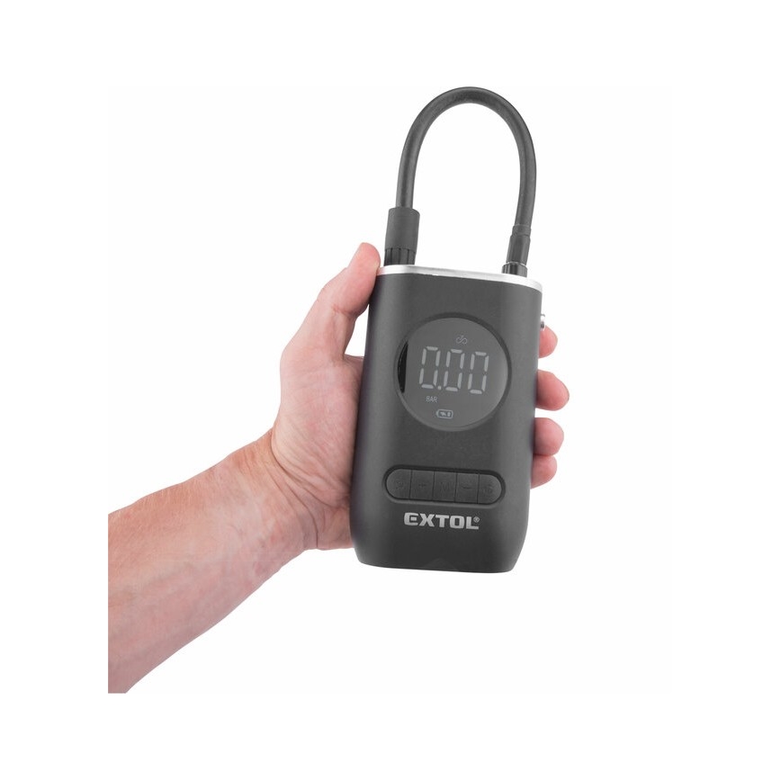 Extol Premium - Cyfrowy kompresor kieszonkowy 4000 mAh 7,4V czarny