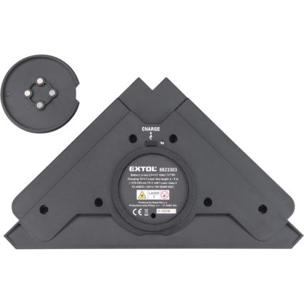 Extol Premium - Laserowy kątownik 90° z elektrycznym modułem przyssawkowym 5V/1000 mAh