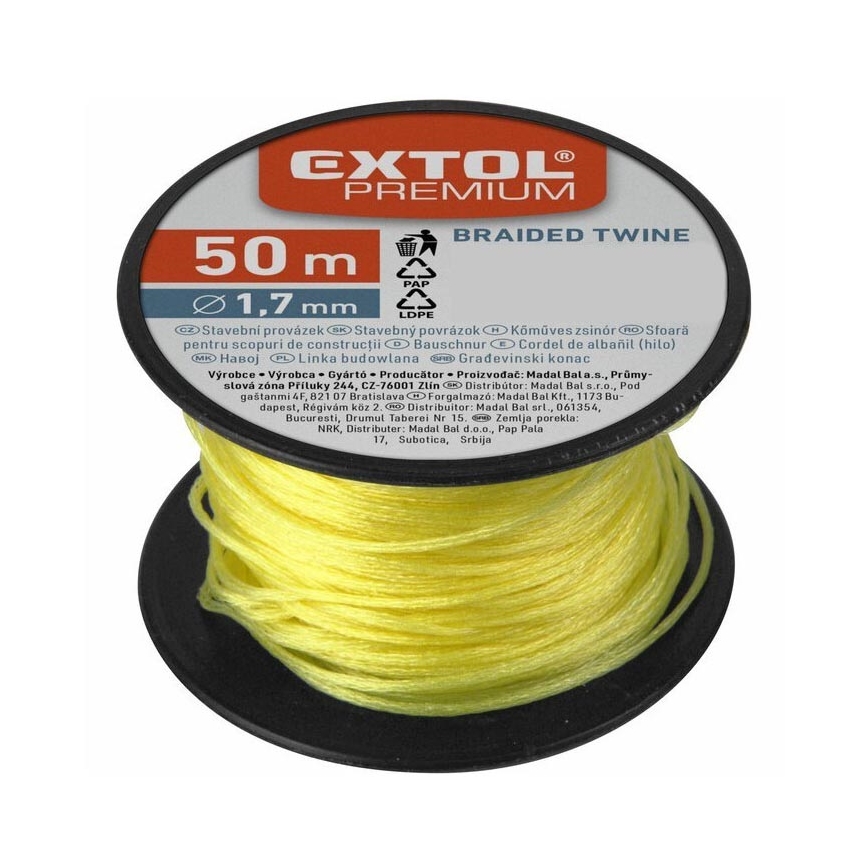 Extol Premium - Sznurek budowlany 1,7mm x 50m żółty