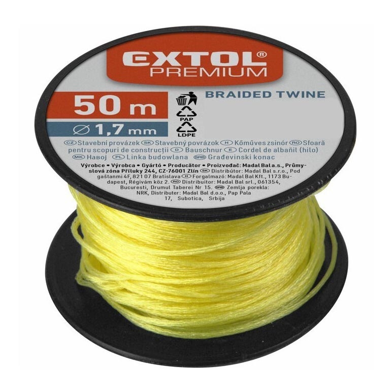 Extol Premium - Sznurek budowlany 1,7mm x 50m żółty