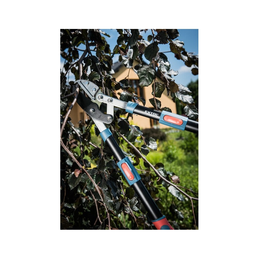 Extol Premium - Teleskopowe nożyce kowadełkowe z przekładnią do gałęzi 670-940 mm